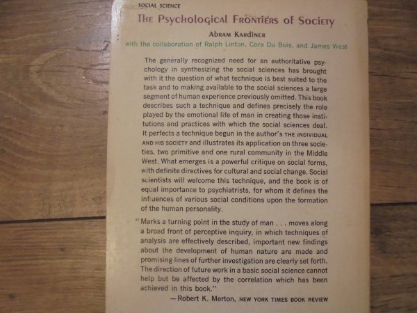 Abram Kardiner • The Psychological Frontiers of Society