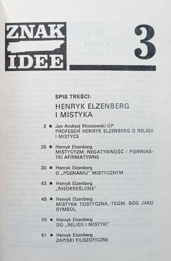 Znak Idee 3. Henryk Elzenberg i mistyka