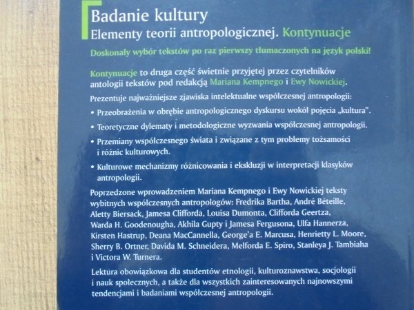 red. Marian Kempny, Ewa Nowicka • Badanie kultury. Elementy teorii antropologicznej. Kontynuacje