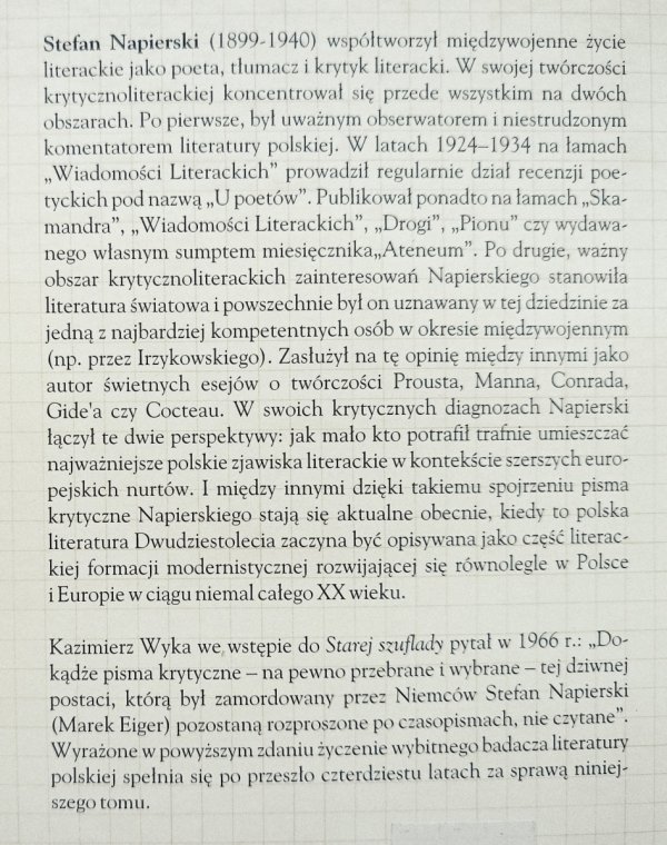 Stefan Napierski Wybór pism krytycznych
