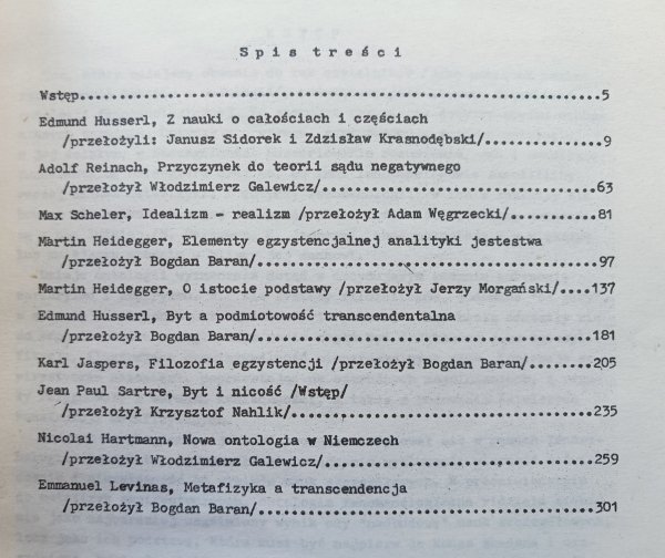 Od Husserla do Levinasa. Wybór tekstów z ontologii fenomenologicznej