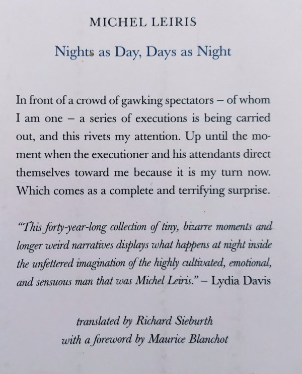 Michel Leiris Nights as Day, Days as Night