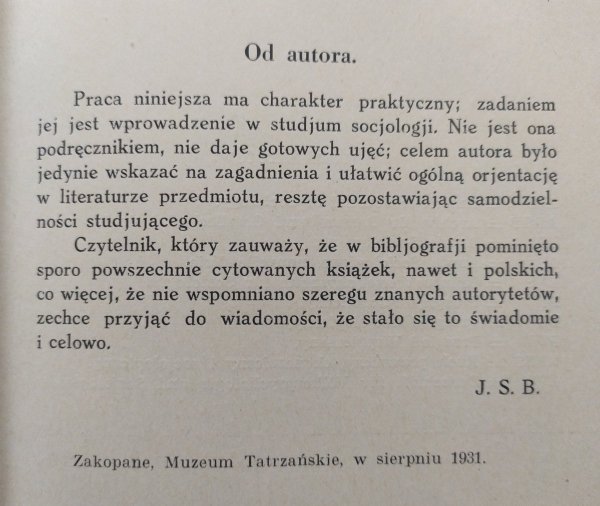 Jan Stanisław Bystroń Socjologia. Wstęp informacyjny i bibljograficzny