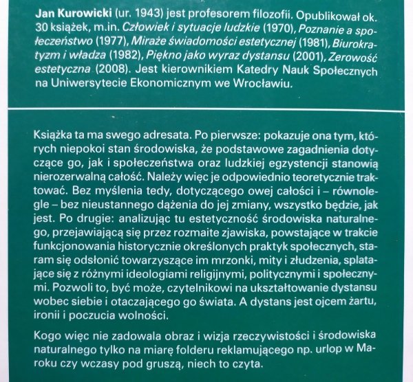 Jan Kurowicki Estetyczność środowiska naturalnego