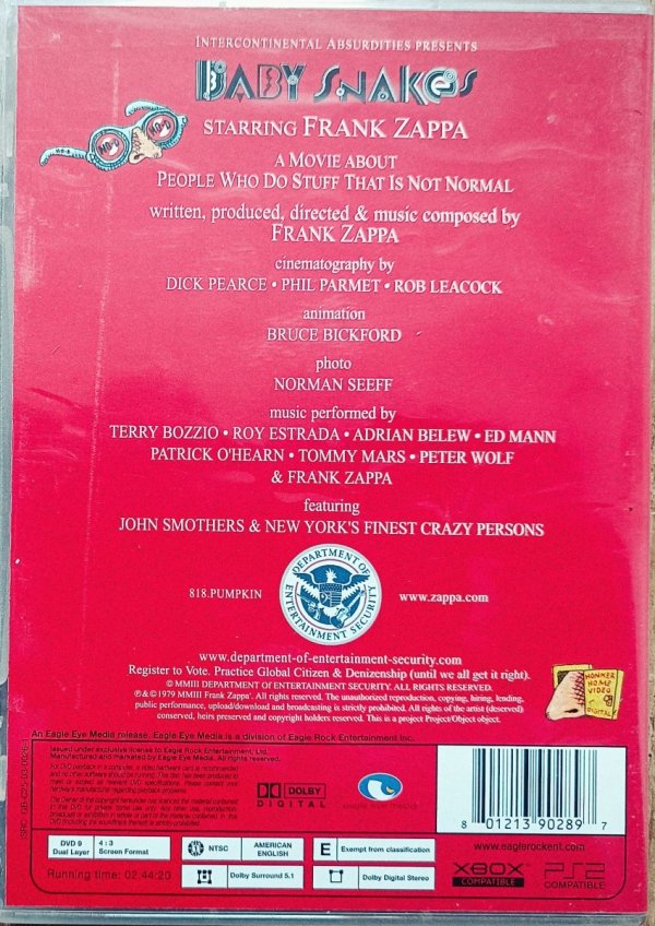 Frank Zappa Baby Snakes DVD