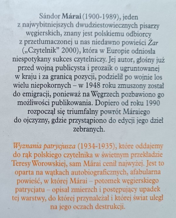 Sandor Marai Wyznania patrycjusza