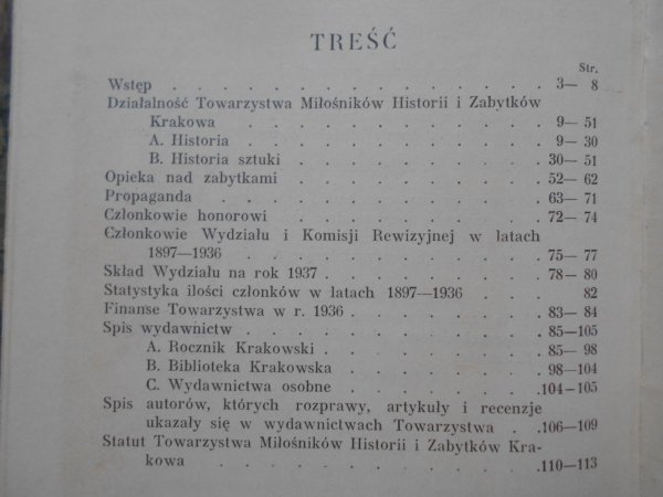  Czterdziestolecie działalności Towarzystwa Miłośników Historii i Zabytków Krakowa 1897-1937