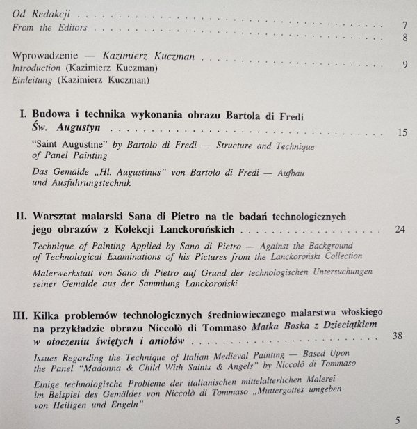Technologia malowideł włoskich z XIV i XV wieku z Kolekcji Lanckorońskich Zamku Królewskiego na Wawelu