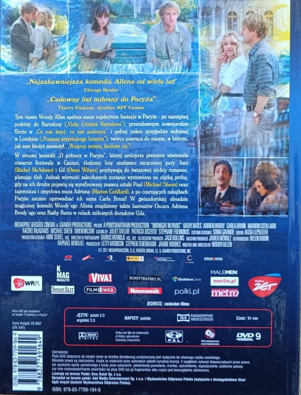 Woody Allen O północy w Paryżu DVD