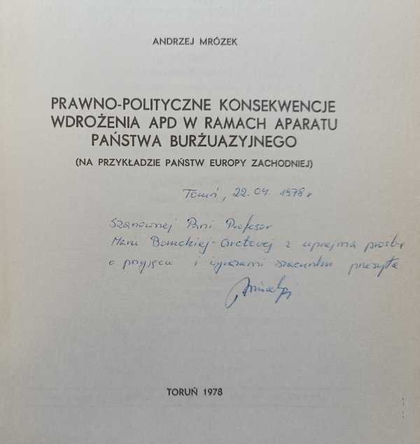 Andrzej Mrózek Prawno-polityczne konsekwencje wdrożenia APD