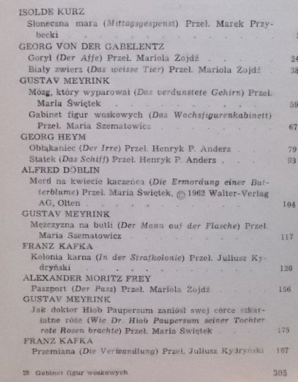 Gabinet figur woskowych • Opowieści niesamowite [Gustaw Meyrink, Franz Kafka]