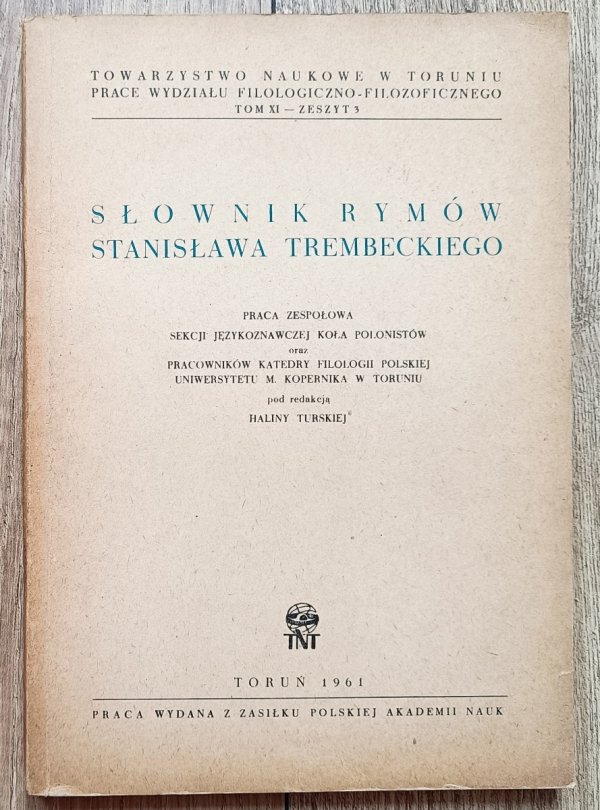 red. Halina Turska Słownik rymów Stanisława Trembeckiego