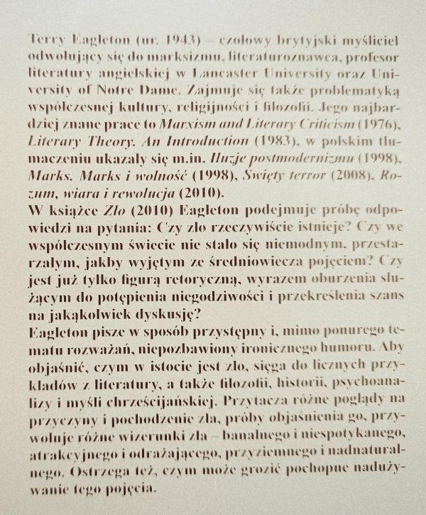 Terry Eagleton Zło
