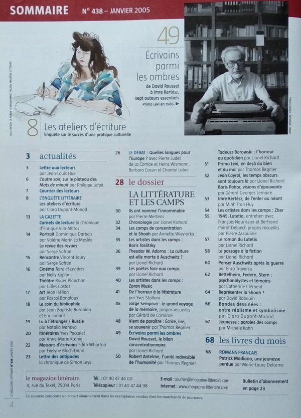 Le Magazine Litteraire • La litterature et les camps. De Primo Levi a Jorge Semprun Nr 438