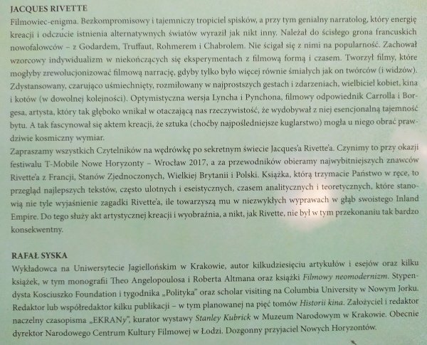 red. Rafał Syska Sekretne światy Jacques'a Rivette'a
