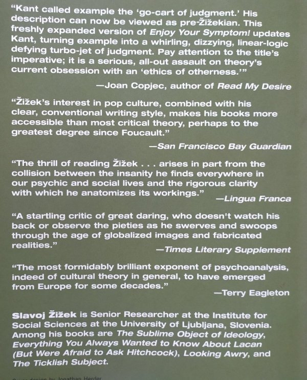 Slavoj Zizek • Enjoy Your Symptom! Jacques Lacan in Hollywood and out