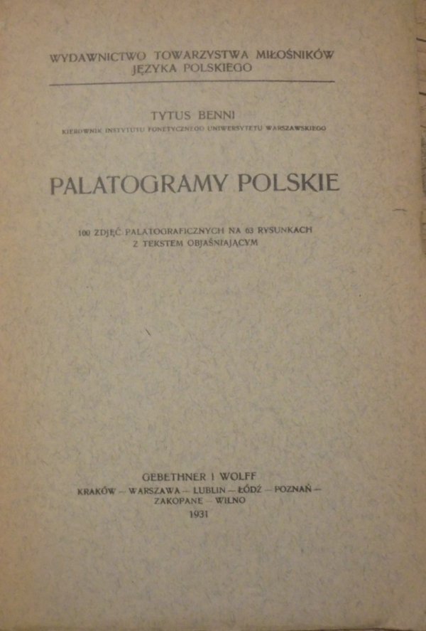 Tytus Benni Palatogramy polskie [1931]