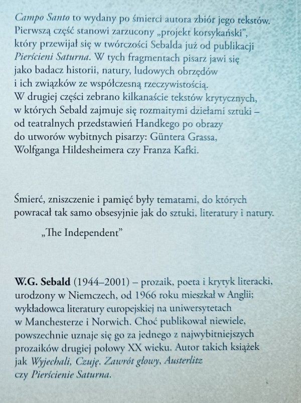 W.G. Sebald Campo Santo