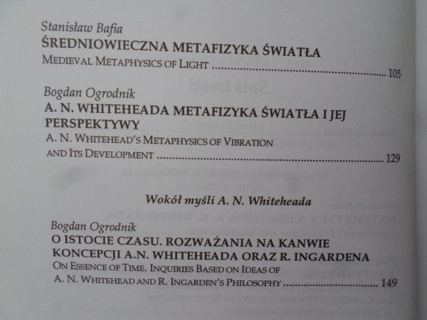 Studia Whiteheadiana • Polskie badania nad filozofią A.N.Whiteheada