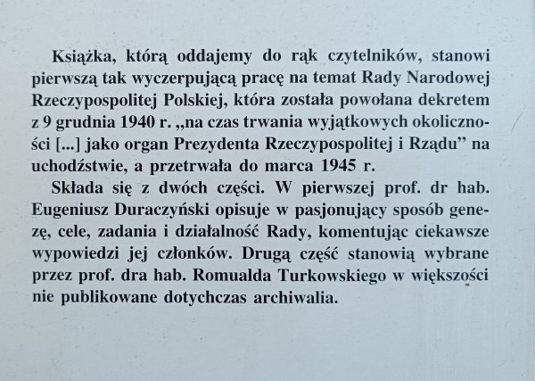 O polsce na uchodźstwie: Rada Narodowa Rzeczypospolitej Polskiej 1939-1945
