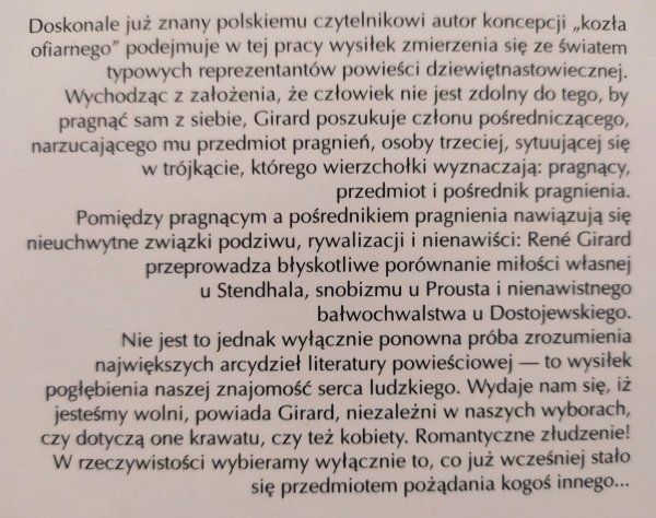 Rene Girard Prawda powieściowa i kłamstwo romantyczne
