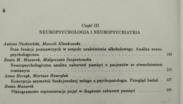 red. Marcel Klimkowski Neuropsychologia kliniczna. Wybrane zagadnienia