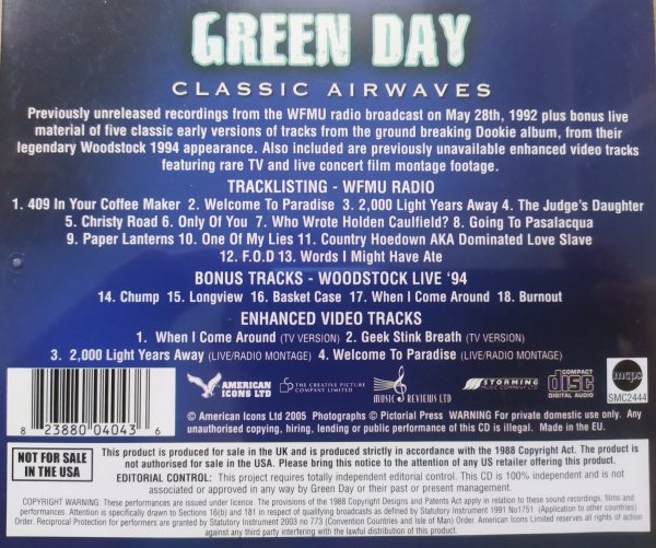 Green Day Classic Airwaves CD