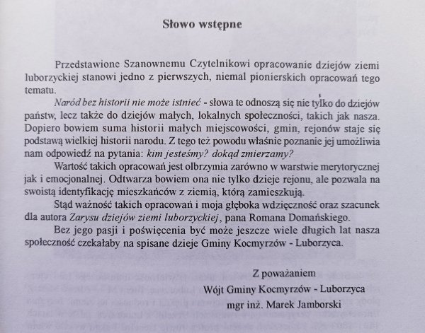 Roman Domański Zarys dziejów ziemi luborzyckiej