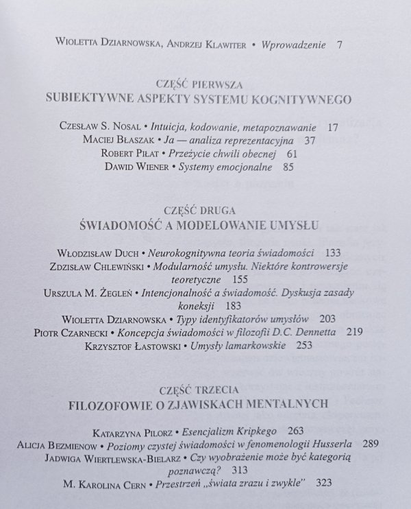Subiektywność a świadomość. Studia z kognitywistyki i filozofii umysłu