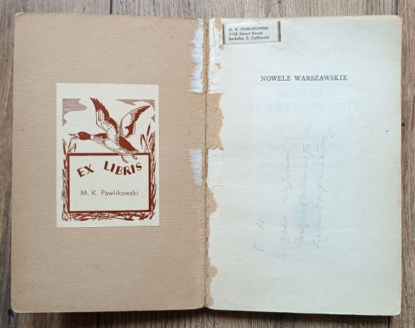 Bolesław Prus Nowele warszawskie [ex libris Michała Kryspina Pawlikowskiego]