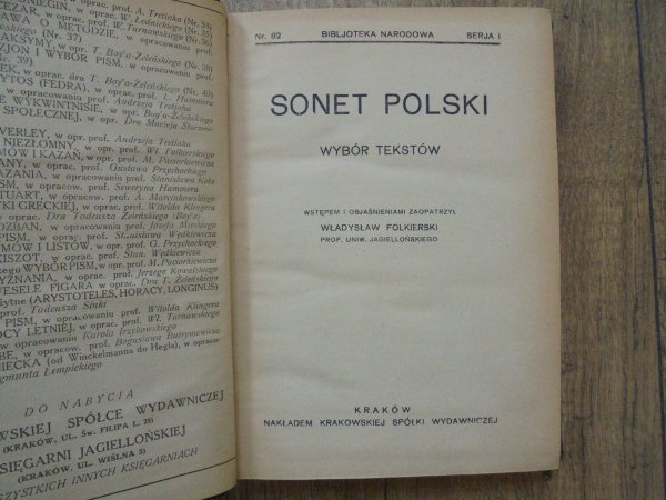 opr. Władysław Folkierski • Sonet polski