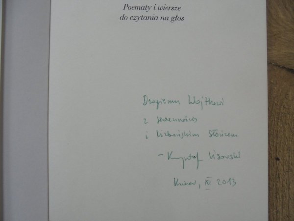 Krzysztof Lisowski • Poematy i wiersze do czytania na głos [dedykacja autorska]