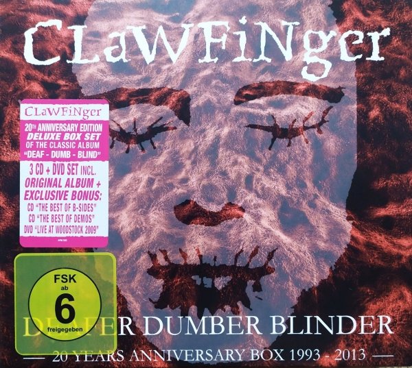 Clawfinger Deafer Dumber Blinder. 20 Years Anniversary Box 1993 - 2013 3CD+DVD