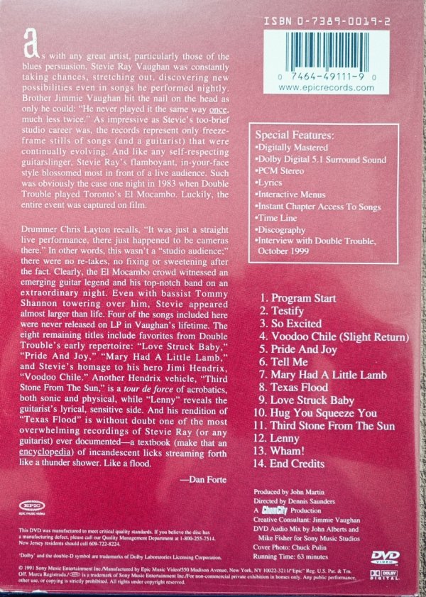 Stevie Ray Vaughan Live at the El Mocambo DVD