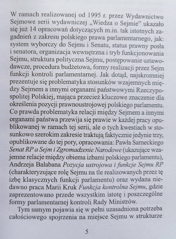 Stanisław Bożyk Sejm w systemie organów państwowych RP