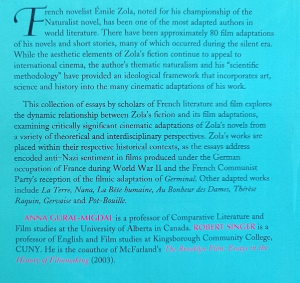 Zola and Film. Essays in the Art of Adaptation