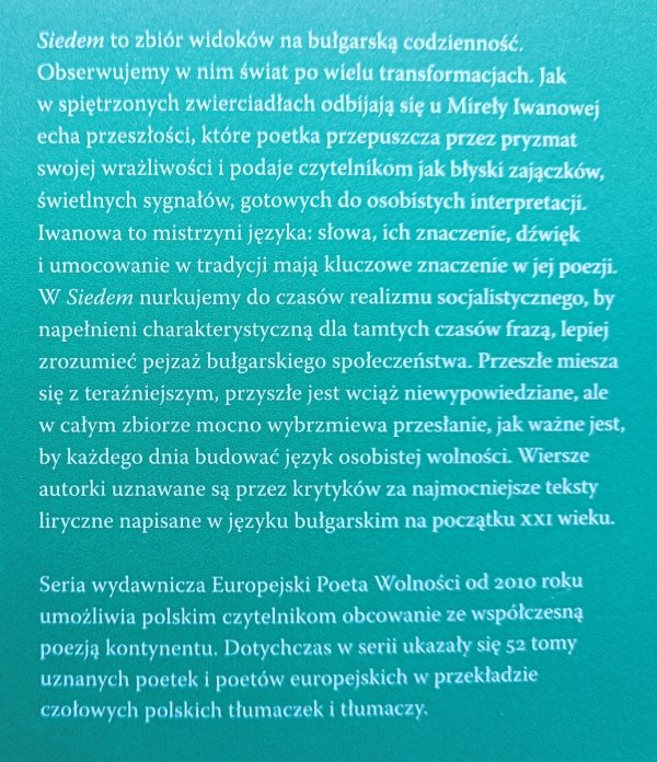 Mirela Iwanowa Siedem. Wiersze z biografiami