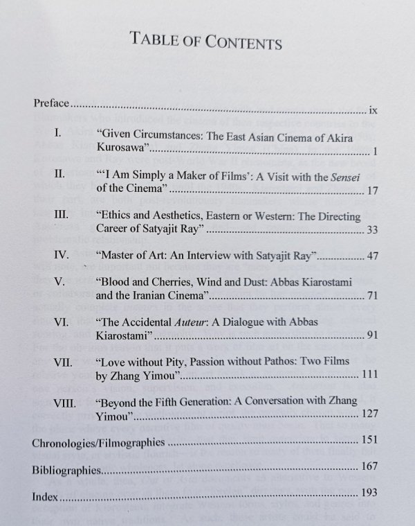 Out of Asia: The Films of Akira Kurosawa, Satyajit Ray, Abbas Kiraostami, and Zhang Yimou. Essays and Interviews