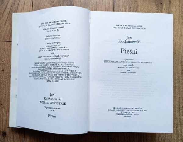 Jan Kochanowski Pieśni / dzieła wszystkie