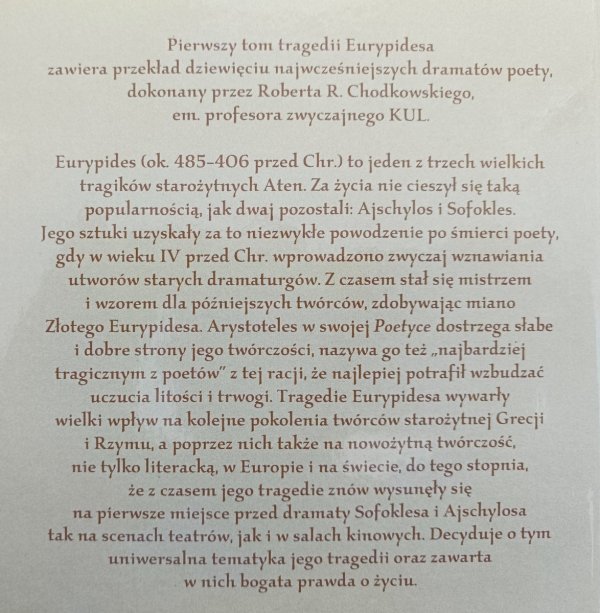 Eurypides Tragedie tom 1/2 komplet