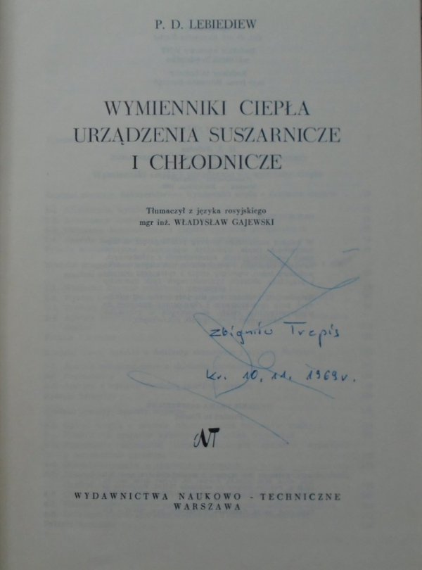 P.D.Lebiediew • Wymienniki ciepła, urządzenia suszarnicze i chłodnicze [inżynieria chemiczna]