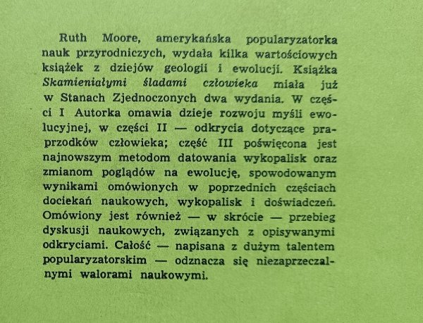 Ruth Moore Skamieniałymi śladami człowieka. Zarys ewolucji