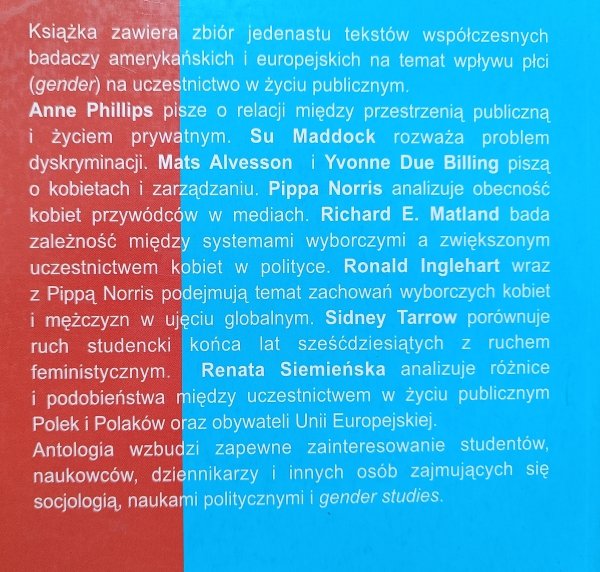 Aktorzy życia publicznego Płeć jako czynnik różnicujący