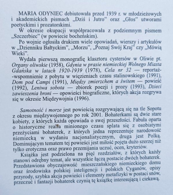 Maria Odyniec Samotność i morze