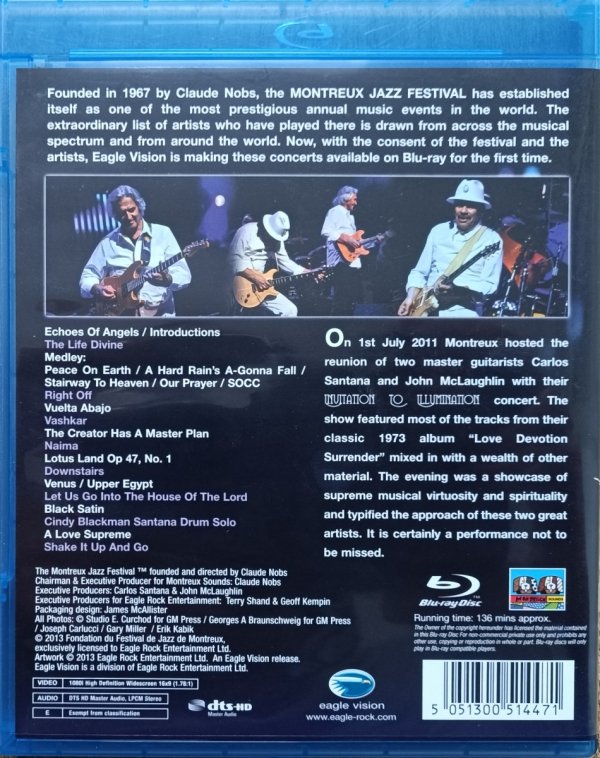 Santana &amp; Mclaughlin Live at Montreux 2011 Blu-ray