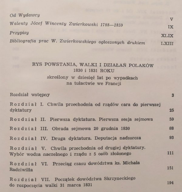Walenty Zwierkowski Rys powstania, walki i działań Polaków 1830-1831
