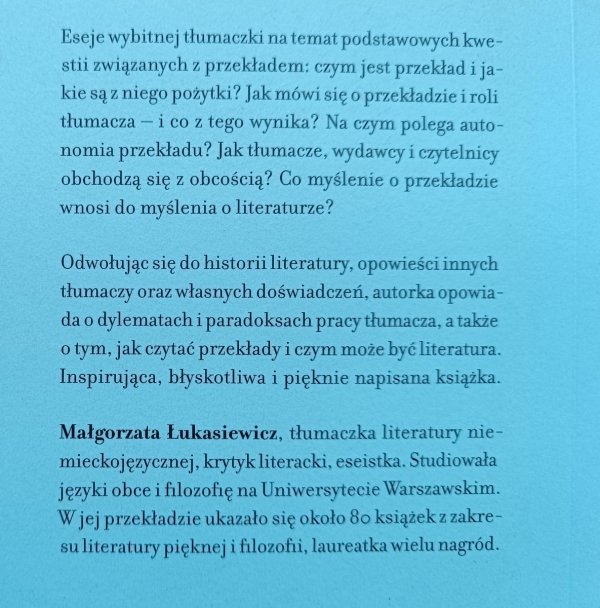 Małgorzata Łukasiewicz Pięć razy o przekładzie