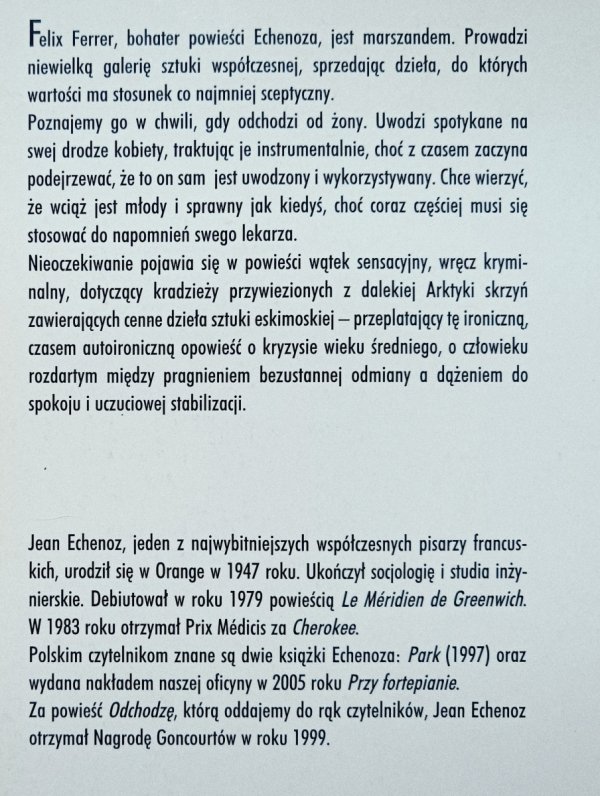 Jean Echenoz Odchodzę