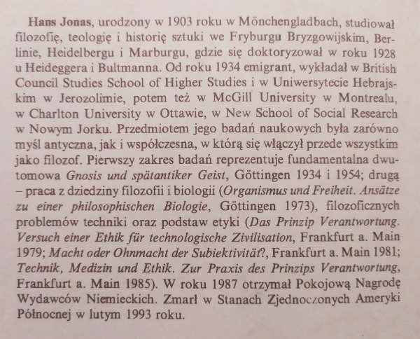 Hans Jonas Zmiana i trwałość. O podstawach rozumienia przeszłości