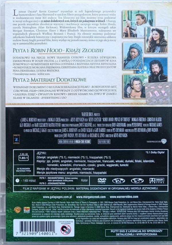 Kevin Reynolds Robin Hood: Książę złodziei DVD